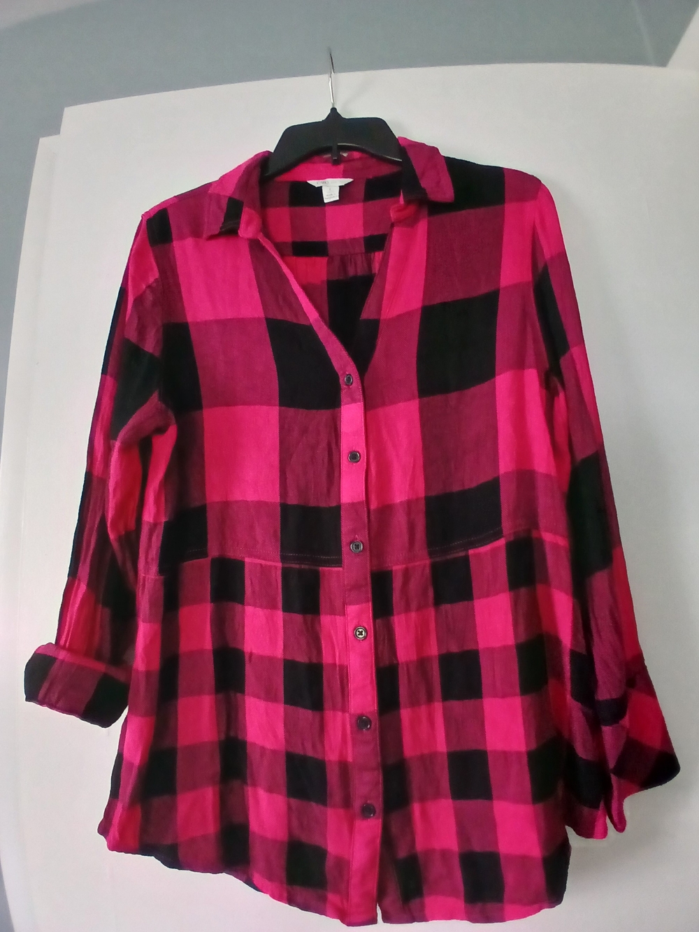Cato Pink and Black Buffalo Plaid Button-Down Shirt